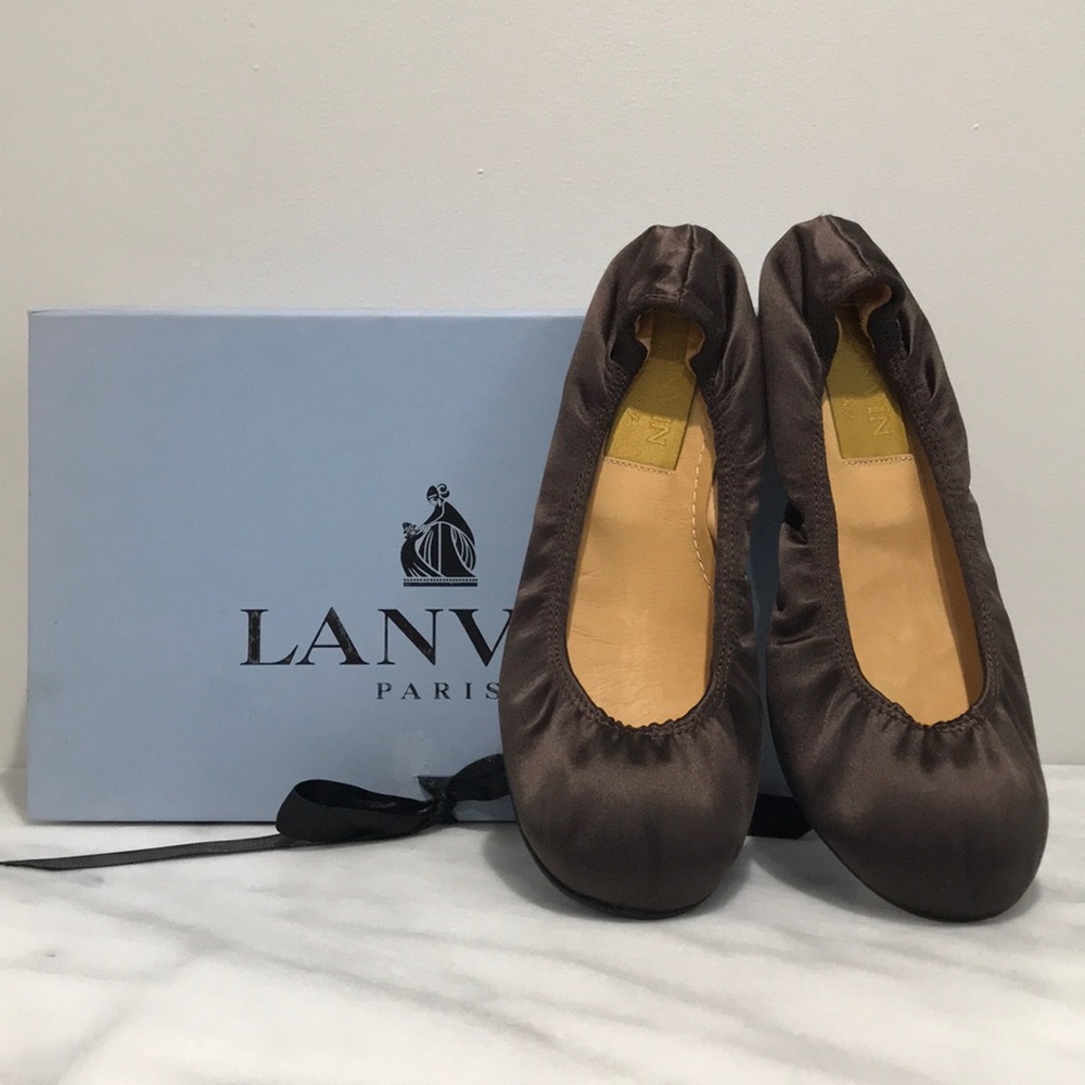 Lanvin Satin Ballet Flats 37.5 NWT